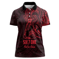 Oxblood Guam Latte Stone Tribal Tattoo Women Polo Shirt Hafa Adai Six 7 One LT9 Female Oxblood - Polynesian Pride