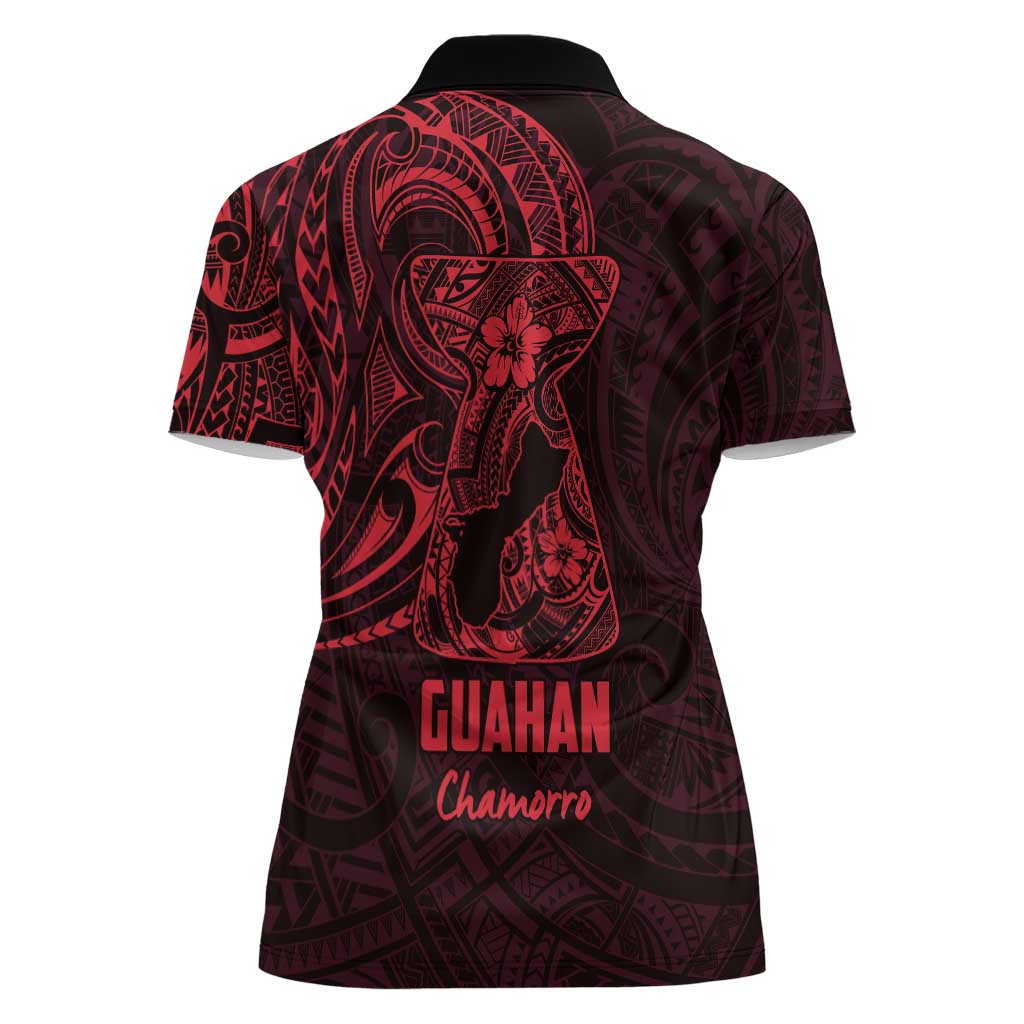 Oxblood Guam Latte Stone Tribal Tattoo Women Polo Shirt Hafa Adai Six 7 One LT9 - Polynesian Pride