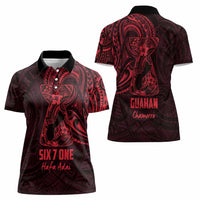 Oxblood Guam Latte Stone Tribal Tattoo Women Polo Shirt Hafa Adai Six 7 One LT9 - Polynesian Pride