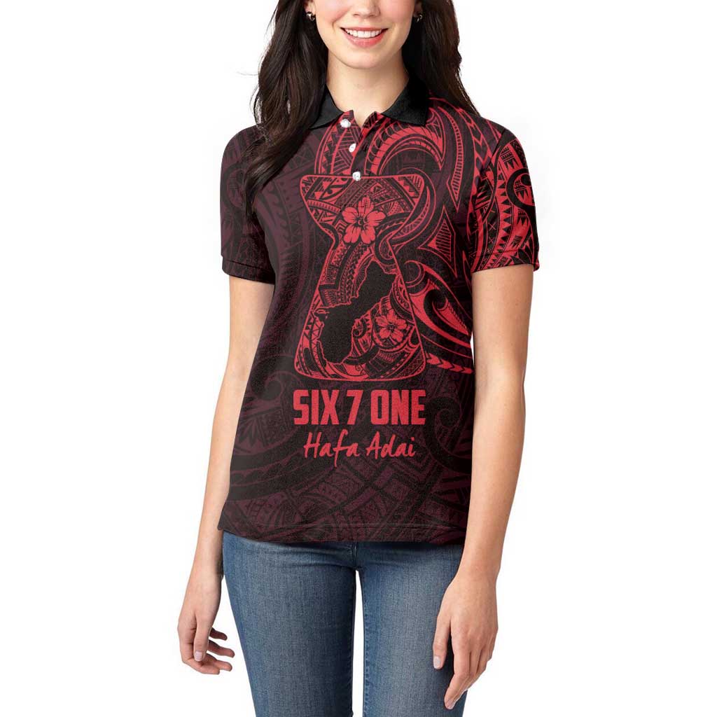 Oxblood Guam Latte Stone Tribal Tattoo Women Polo Shirt Hafa Adai Six 7 One LT9 - Polynesian Pride