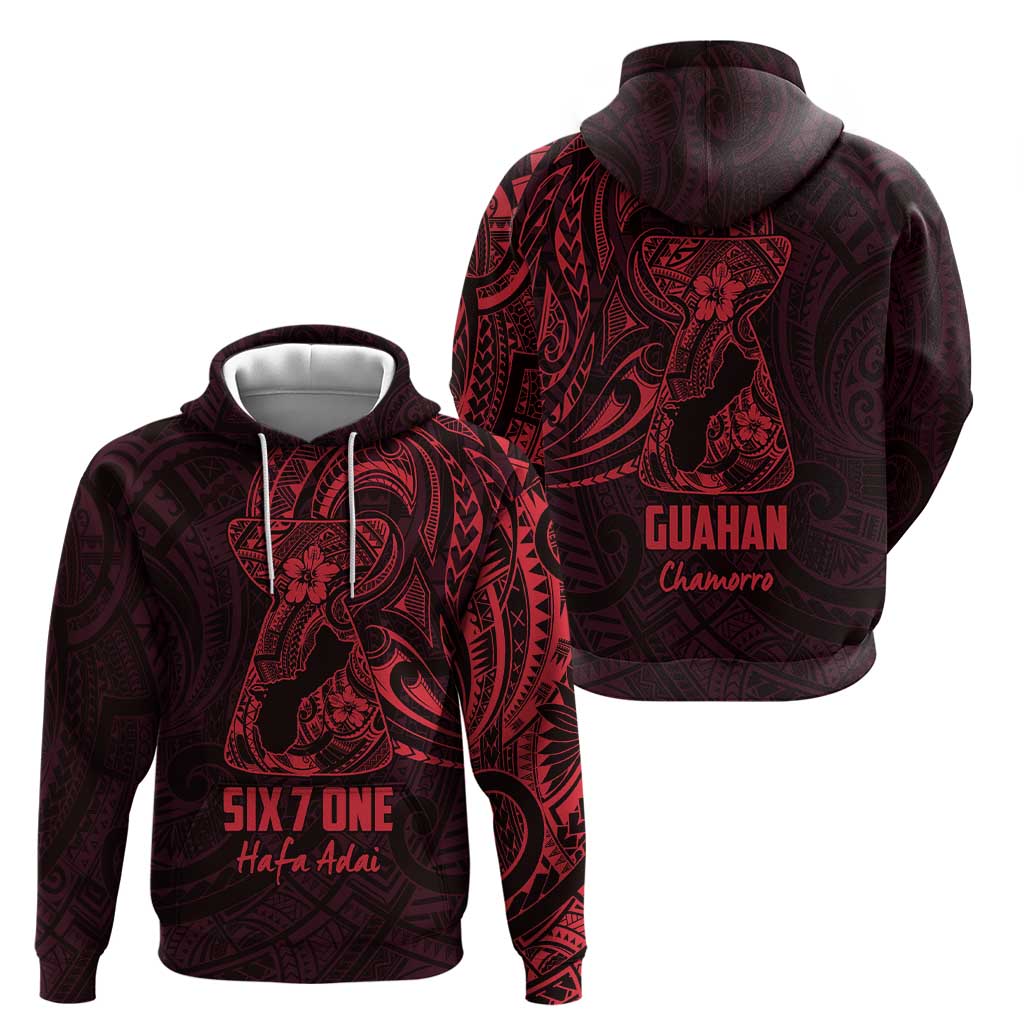 Oxblood Guam Latte Stone Tribal Tattoo Zip Hoodie Hafa Adai Six 7 One LT9 - Polynesian Pride