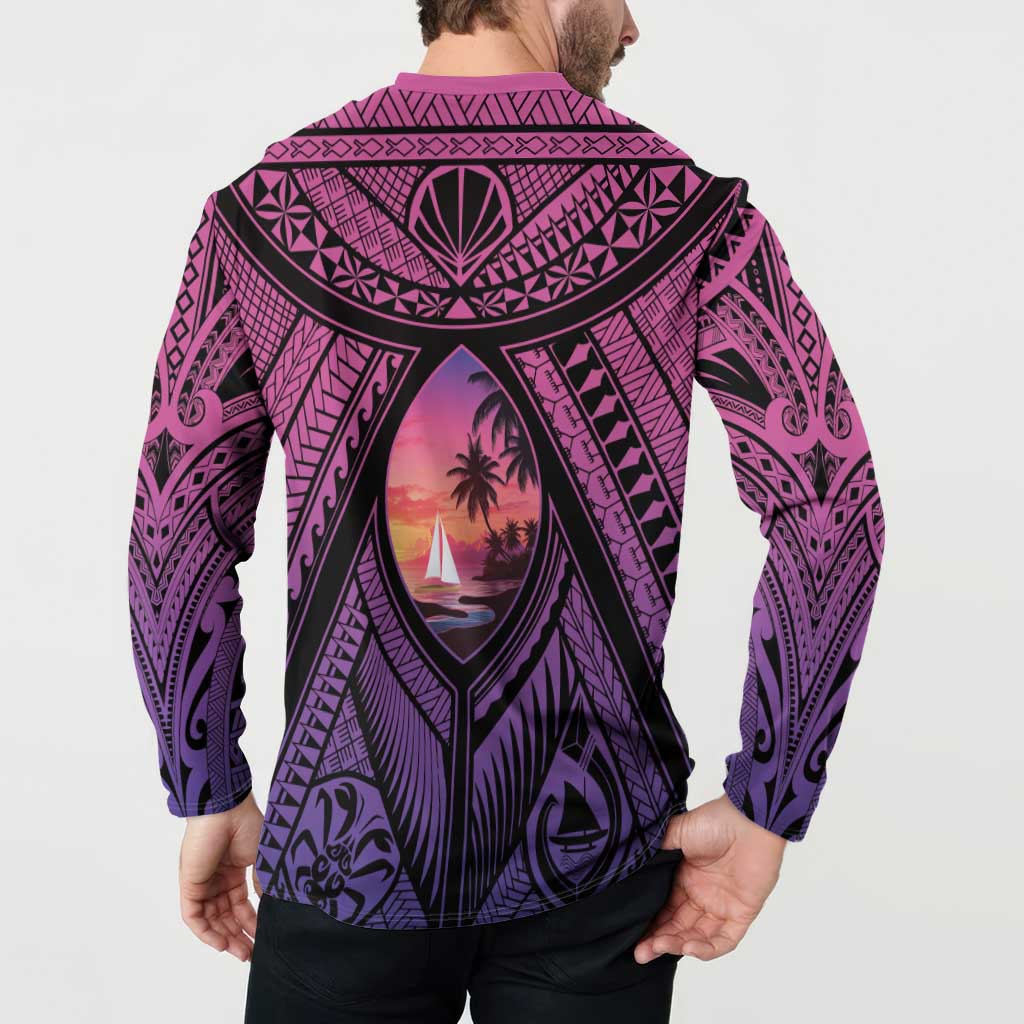 Guam Chamorro Artsy Button Sweatshirt Guahan Sunset Beach