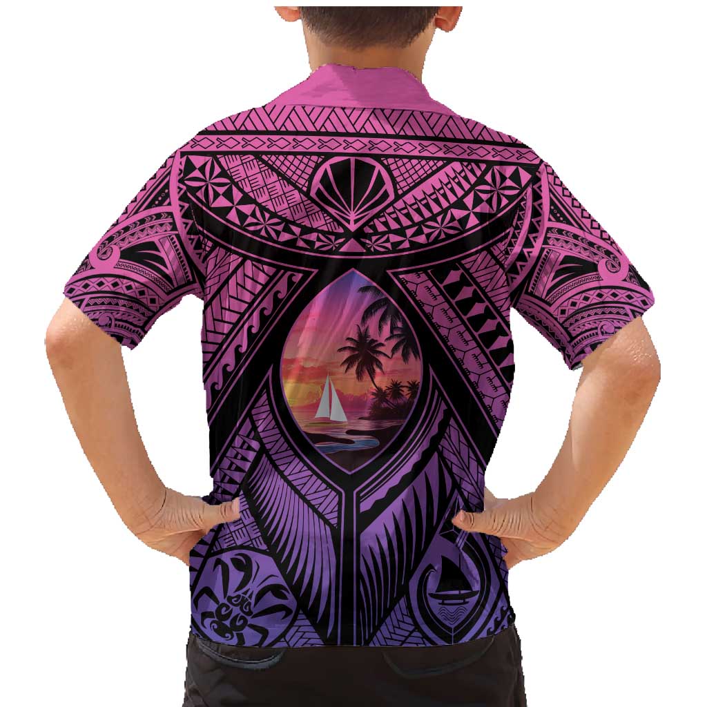 Guam Chamorro Artsy Family Matching Mermaid Dress and Hawaiian Shirt Guahan Sunset Beach LT9 - Polynesian Pride