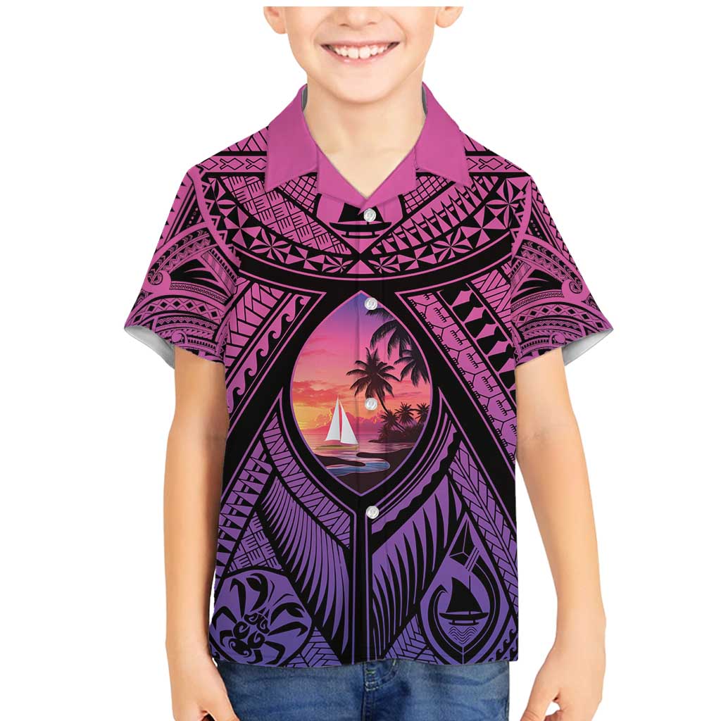 Guam Chamorro Artsy Family Matching Mermaid Dress and Hawaiian Shirt Guahan Sunset Beach LT9 Son's Shirt Sunset - Polynesian Pride