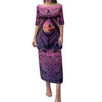 Guam Chamorro Artsy Family Matching Puletasi and Hawaiian Shirt Guahan Sunset Beach LT9 Mom's Dress Sunset - Polynesian Pride