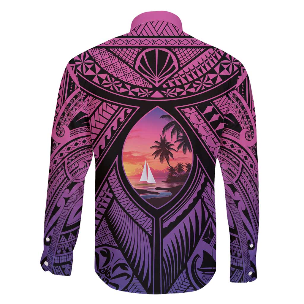 Guam Chamorro Artsy Family Matching Short Sleeve Bodycon Dress and Hawaiian Shirt Guahan Sunset Beach LT9 - Polynesian Pride