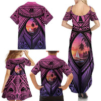 Guam Chamorro Artsy Family Matching Summer Maxi Dress and Hawaiian Shirt Guahan Sunset Beach LT9 - Polynesian Pride