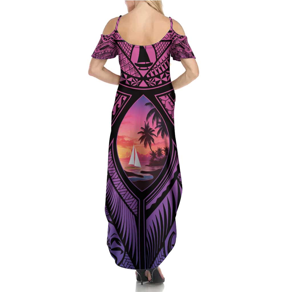 Guam Chamorro Artsy Family Matching Summer Maxi Dress and Hawaiian Shirt Guahan Sunset Beach LT9 - Polynesian Pride