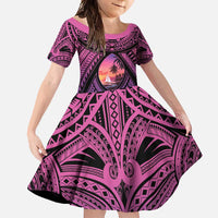 Guam Chamorro Artsy Family Matching Tank Maxi Dress and Hawaiian Shirt Guahan Sunset Beach LT9 Daughter's Dress Sunset - Polynesian Pride