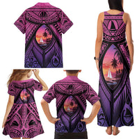 Guam Chamorro Artsy Family Matching Tank Maxi Dress and Hawaiian Shirt Guahan Sunset Beach LT9 - Polynesian Pride