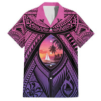 Guam Chamorro Artsy Family Matching Tank Maxi Dress and Hawaiian Shirt Guahan Sunset Beach LT9 Dad's Shirt - Short Sleeve Sunset - Polynesian Pride