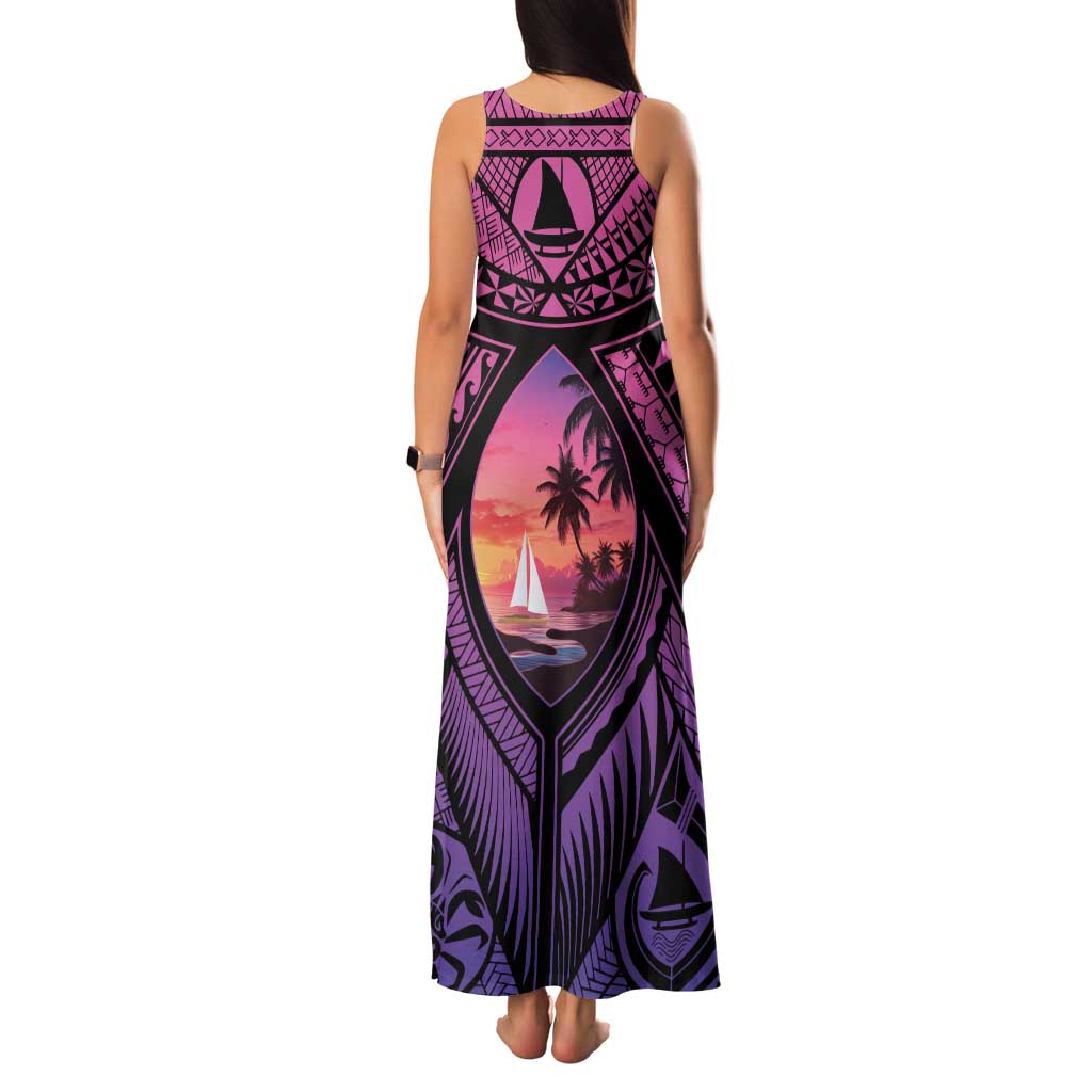 Guam Chamorro Artsy Family Matching Tank Maxi Dress and Hawaiian Shirt Guahan Sunset Beach LT9 - Polynesian Pride