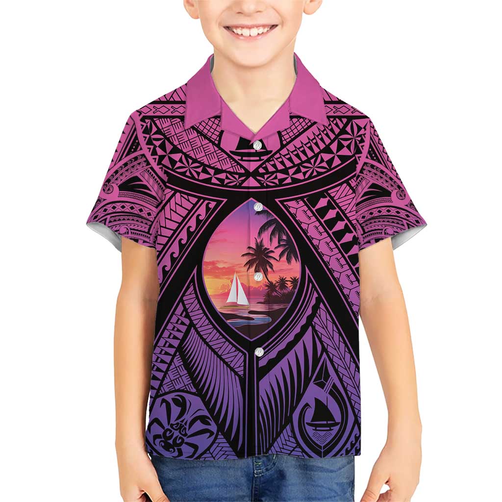 Guam Chamorro Artsy Hawaiian Shirt Guahan Sunset Beach