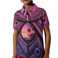 Guam Chamorro Artsy Kid Polo Shirt Guahan Sunset Beach LT9 Kid Sunset - Polynesian Pride
