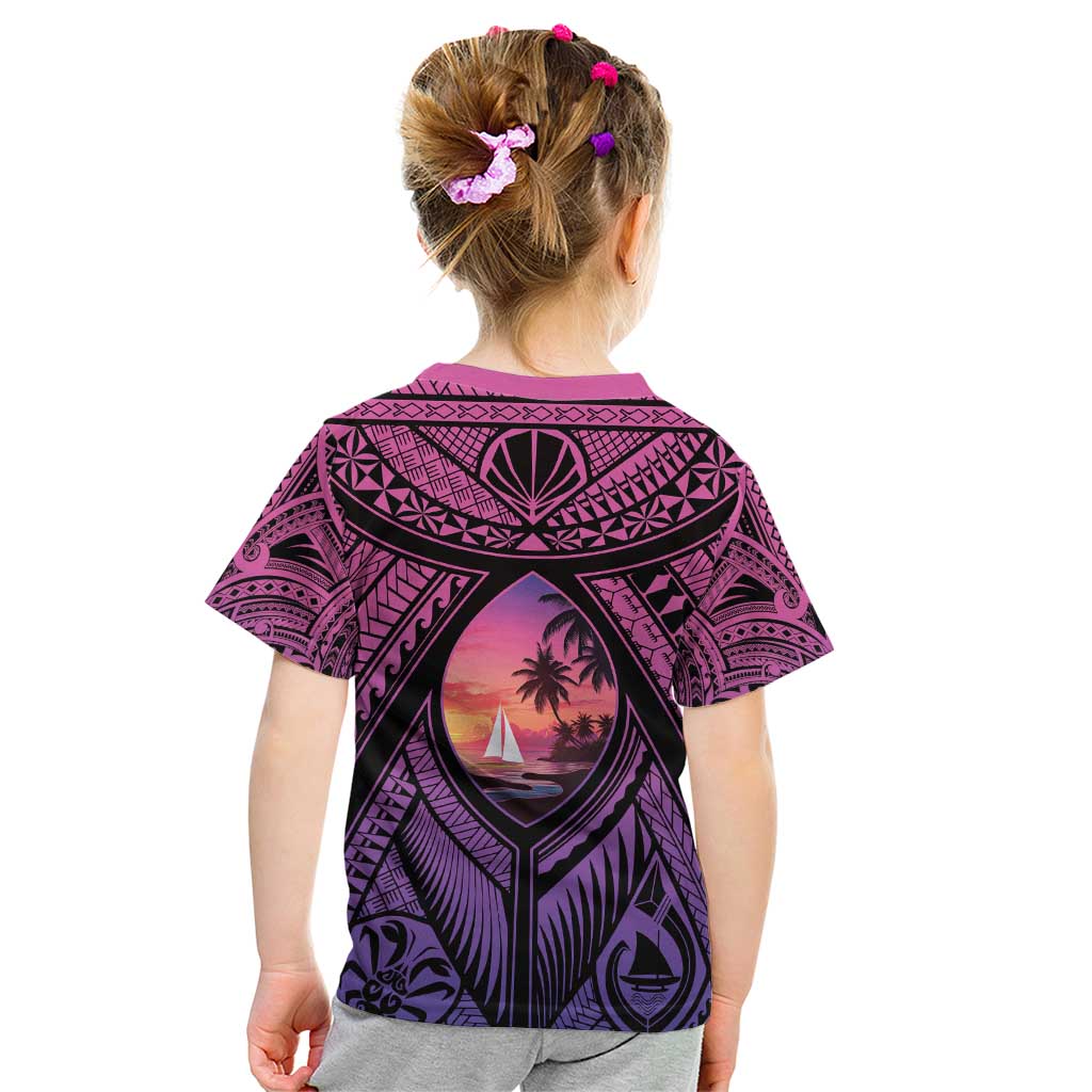 Guam Chamorro Artsy Kid T Shirt Guahan Sunset Beach