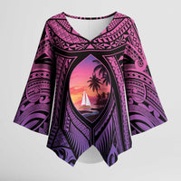 Guam Chamorro Artsy Kimono Sleeve Blouse Guahan Sunset Beach LT9 Female Sunset - Polynesian Pride