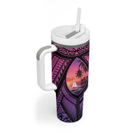Guam Chamorro Artsy Tumbler With Handle Guahan Sunset Beach LT9 - Polynesian Pride