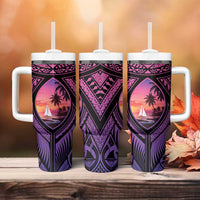Guam Chamorro Artsy Tumbler With Handle Guahan Sunset Beach LT9 - Polynesian Pride