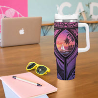 Guam Chamorro Artsy Tumbler With Handle Guahan Sunset Beach LT9 - Polynesian Pride