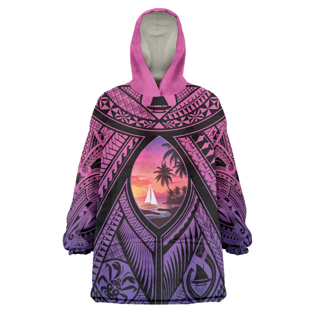 Guam Chamorro Artsy Wearable Blanket Hoodie Guahan Sunset Beach LT9 One Size Sunset - Polynesian Pride