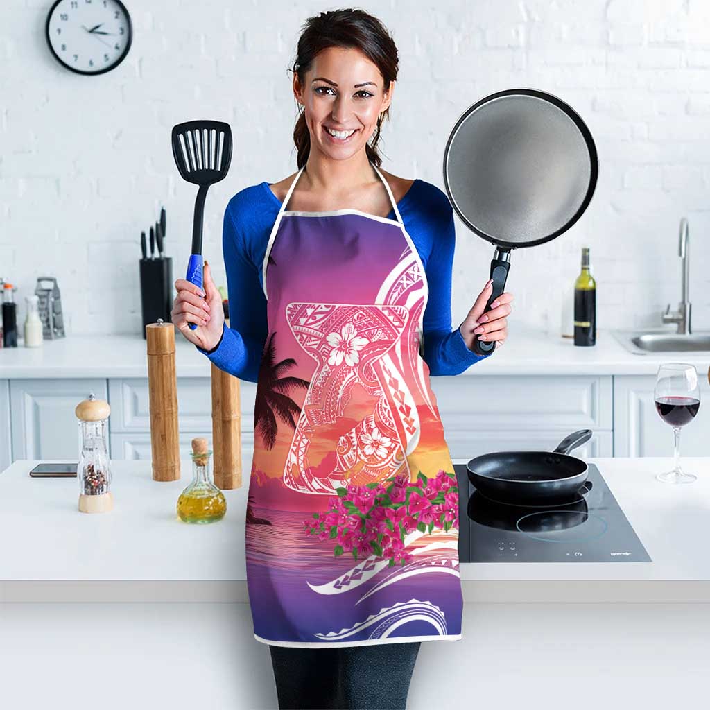 Guam Latte Stone with Map Apron Bougainvillea Beach Sunset - Polynesian Pride