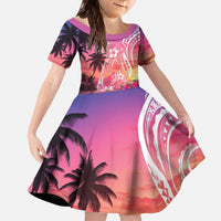 Guam Latte Stone with Map Family Matching Off The Shoulder Long Sleeve Dress and Hawaiian Shirt Bougainvillea Beach Sunset LT9 Daughter's Dress Sunset - Polynesian Pride