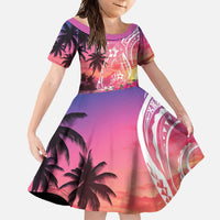 Guam Latte Stone with Map Family Matching Tank Maxi Dress and Hawaiian Shirt Bougainvillea Beach Sunset LT9 Daughter's Dress Sunset - Polynesian Pride