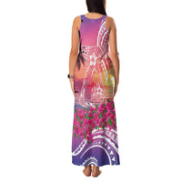 Guam Latte Stone with Map Family Matching Tank Maxi Dress and Hawaiian Shirt Bougainvillea Beach Sunset LT9 - Polynesian Pride