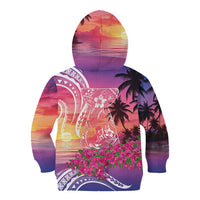 Guam Latte Stone with Map Kid Hoodie Bougainvillea Beach Sunset LT9 - Polynesian Pride