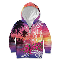 Guam Latte Stone with Map Kid Hoodie Bougainvillea Beach Sunset LT9 Zip Hoodie Sunset - Polynesian Pride