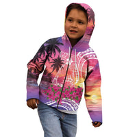 Guam Latte Stone with Map Kid Hoodie Bougainvillea Beach Sunset LT9 - Polynesian Pride