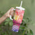 Guam Latte Stone with Map Tumbler With Handle Bougainvillea Beach Sunset