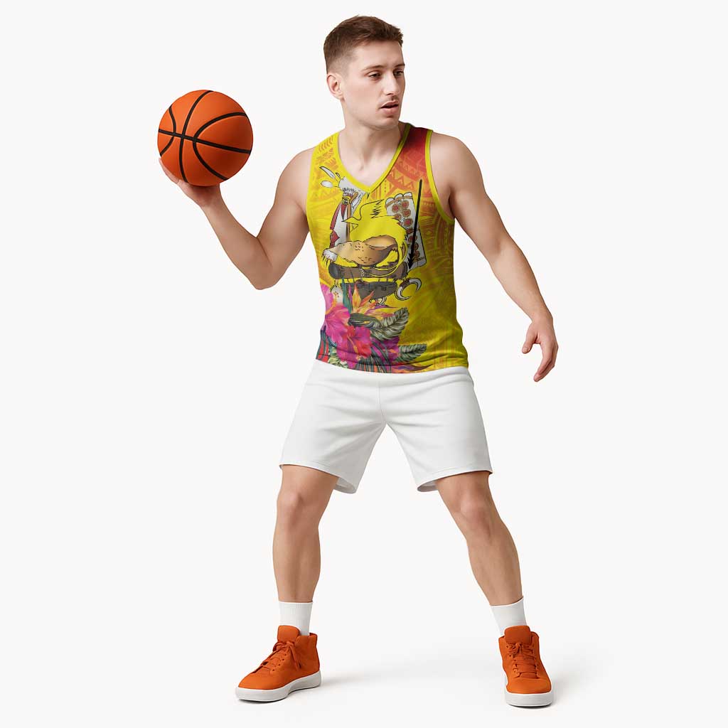 Papua New Guinea Cultural Tropical Flowers Basketball Jersey - Polynesian Pride