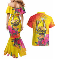 Papua New Guinea Cultural Tropical Flowers Couples Matching Mermaid Dress and Hawaiian Shirt LT9 - Polynesian Pride