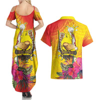 Papua New Guinea Cultural Tropical Flowers Couples Matching Summer Maxi Dress and Hawaiian Shirt LT9 - Polynesian Pride