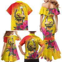 Papua New Guinea Cultural Tropical Flowers Family Matching Mermaid Dress and Hawaiian Shirt LT9 - Polynesian Pride