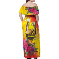 Papua New Guinea Cultural Tropical Flowers Family Matching Off Shoulder Maxi Dress and Hawaiian Shirt LT9 - Polynesian Pride