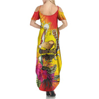 Papua New Guinea Cultural Tropical Flowers Family Matching Summer Maxi Dress and Hawaiian Shirt LT9 - Polynesian Pride