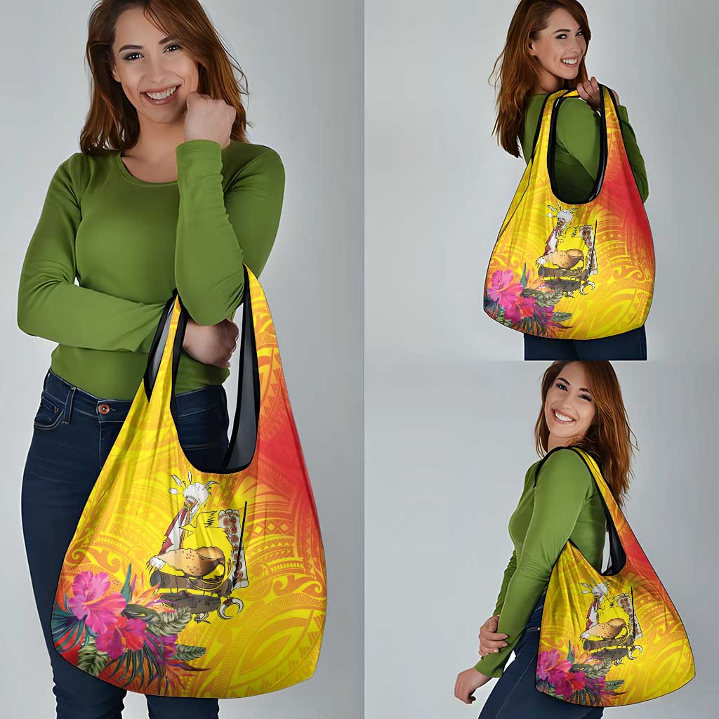 Papua New Guinea Cultural Tropical Flowers Grocery Bag
