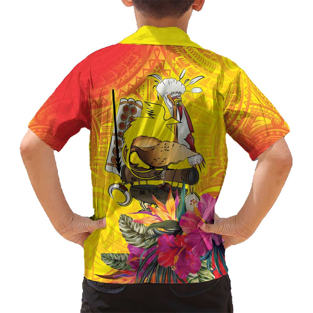 Papua New Guinea Cultural Tropical Flowers Kid Hawaiian Shirt