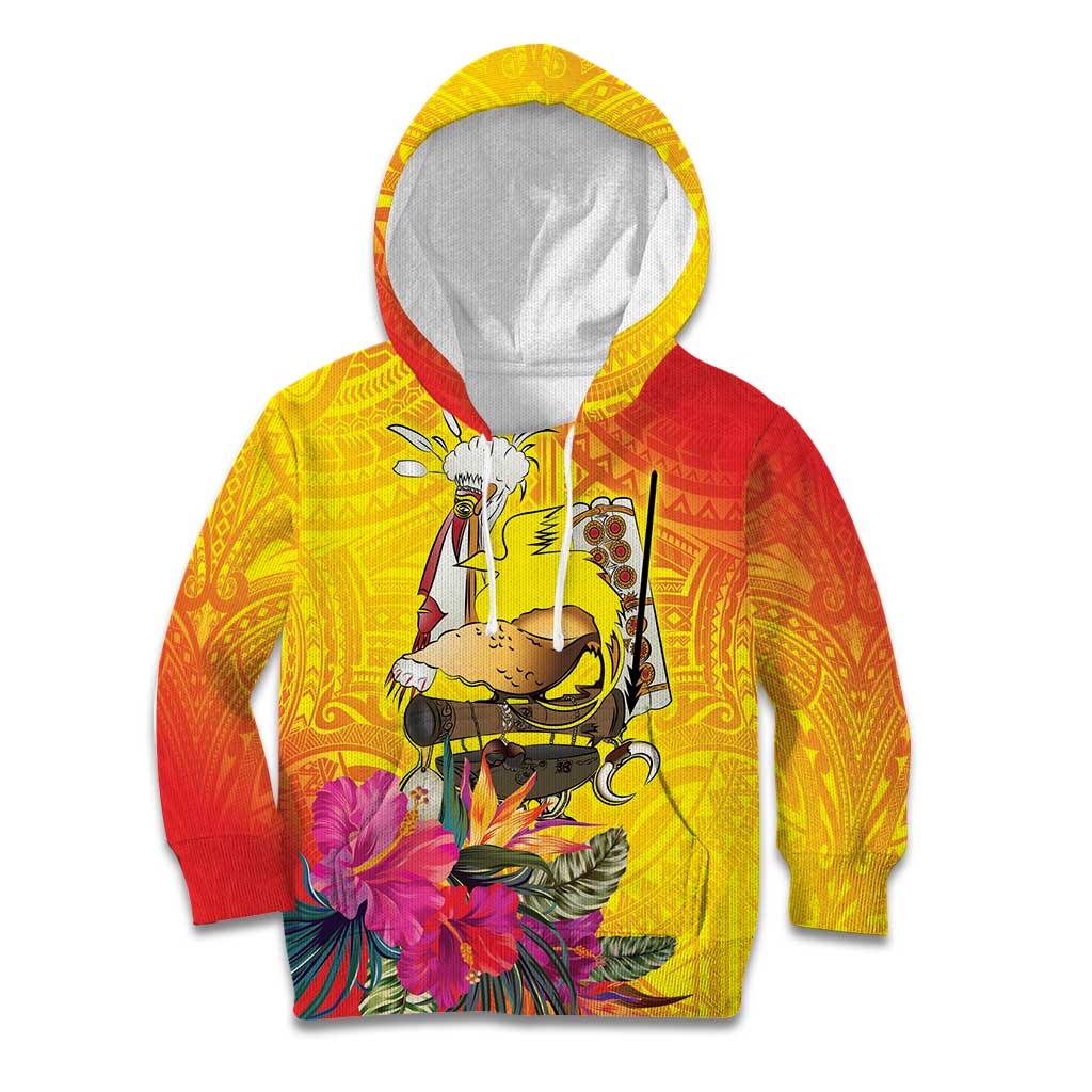 Papua New Guinea Cultural Tropical Flowers Kid Hoodie LT9 Hoodie Gold - Polynesian Pride