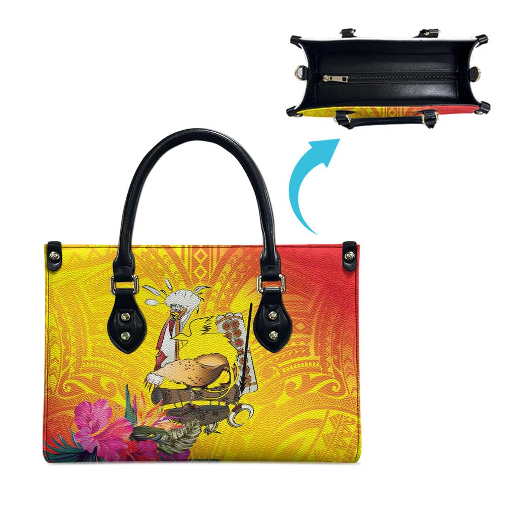 Papua New Guinea Cultural Tropical Flowers Leather Bag - Polynesian Pride