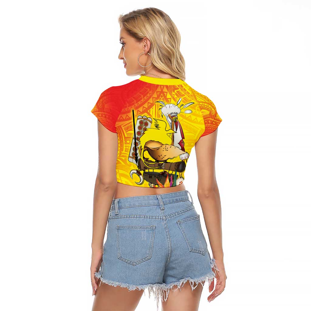 Papua New Guinea Cultural Tropical Flowers Raglan Cropped T Shirt LT9 - Polynesian Pride