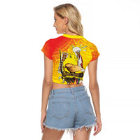 Papua New Guinea Cultural Tropical Flowers Raglan Cropped T Shirt LT9 - Polynesian Pride