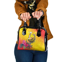 Papua New Guinea Cultural Tropical Flowers Shoulder Handbag LT9 One Size Gold - Polynesian Pride