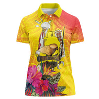 Papua New Guinea Cultural Tropical Flowers Women Polo Shirt LT9 Female Gold - Polynesian Pride