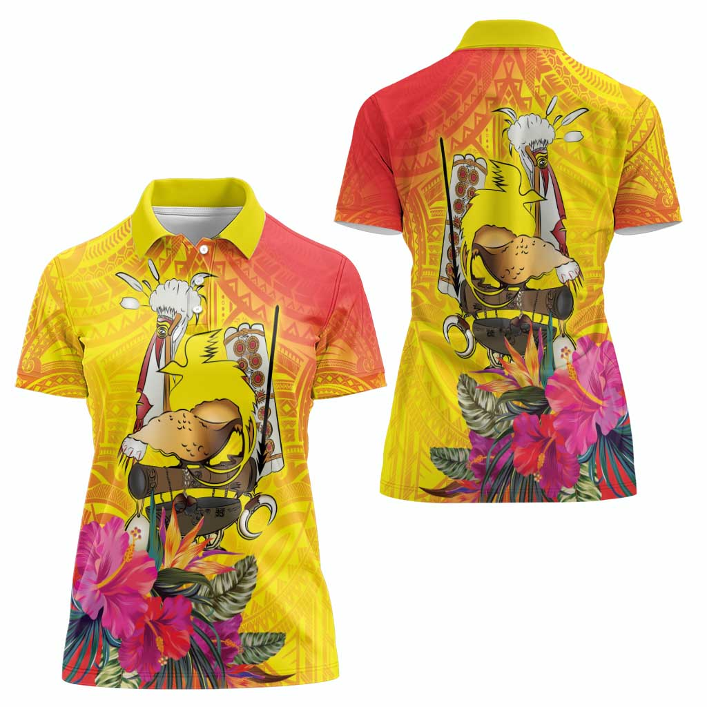 Papua New Guinea Cultural Tropical Flowers Women Polo Shirt LT9 - Polynesian Pride