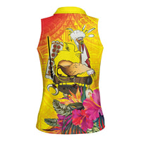 Papua New Guinea Cultural Tropical Flowers Women Sleeveless Polo Shirt LT9 - Polynesian Pride