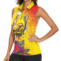 Papua New Guinea Cultural Tropical Flowers Women Sleeveless Polo Shirt LT9 - Polynesian Pride