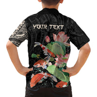 Personalized Japanese Koi Fish Family Matching Off The Shoulder Long Sleeve Dress and Hawaiian Shirt with Polynesian Pattern LT9 - Polynesian Pride